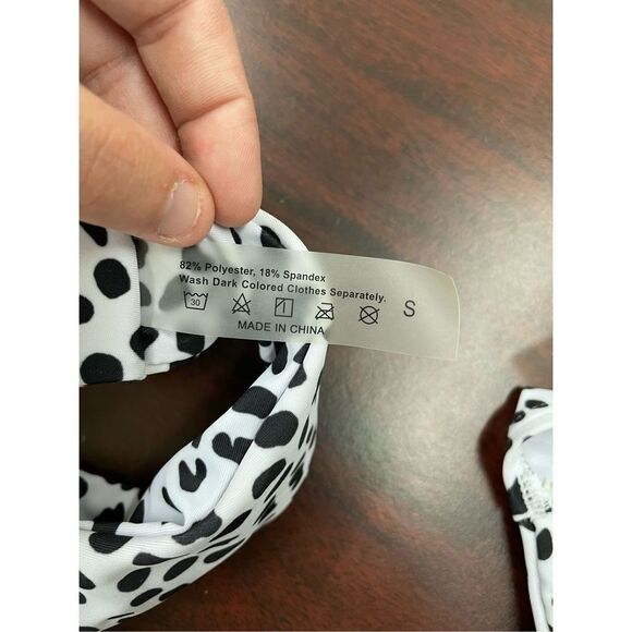 Shein Dalmatian Print Tie Strap Bikini Size Small - Picture 7 of 7